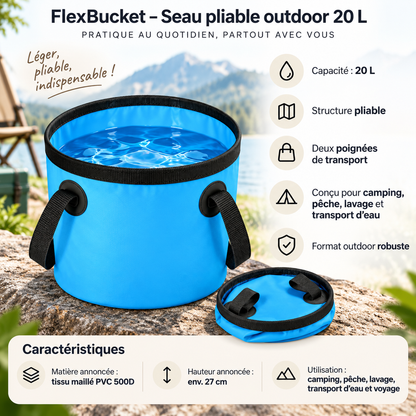 Seau pliable 20 L – Camping, pêche & outdoor